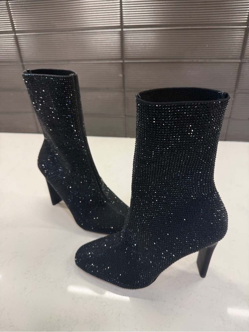 EUC Aldo Women’s Size US6.5 Black Delylah Rhinestone Sock Boot